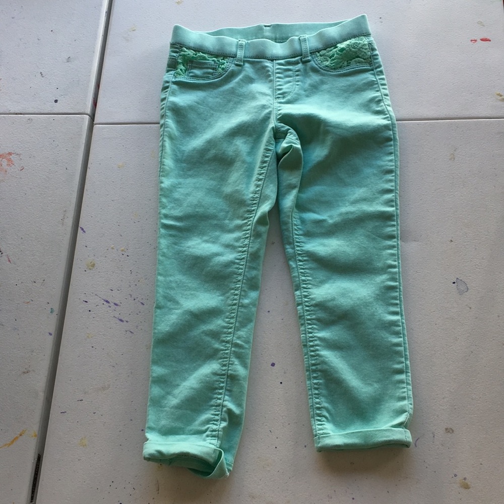 Teal capris for girls.